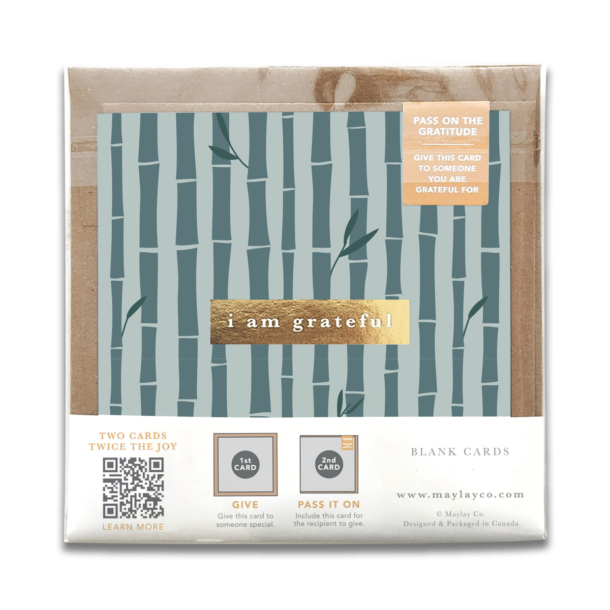 Bamboo "I Am Grateful" Gratitude Greeting Cards