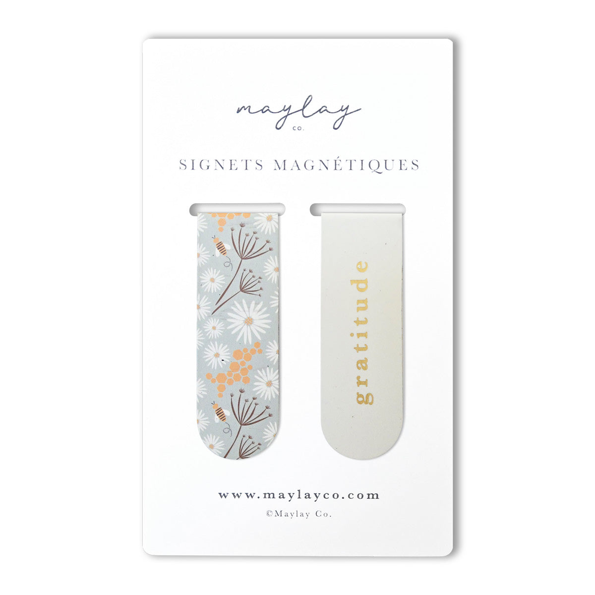 French Bees Gratitude Signets Magnetiques Bookmarks (Set of 2)