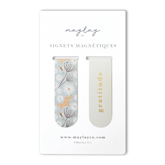 French Bees Gratitude Signets Magnetiques Bookmarks (Set of 2)