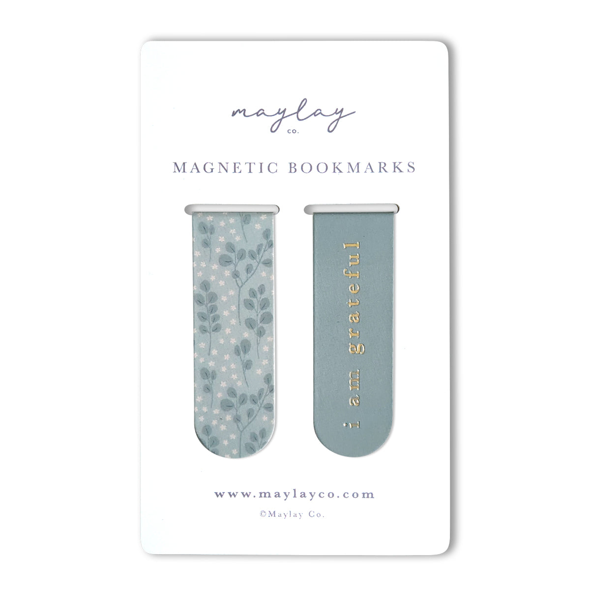 Eucalyptus Floral "I Am Grateful" Magnetic Bookmarks (Set of 2)