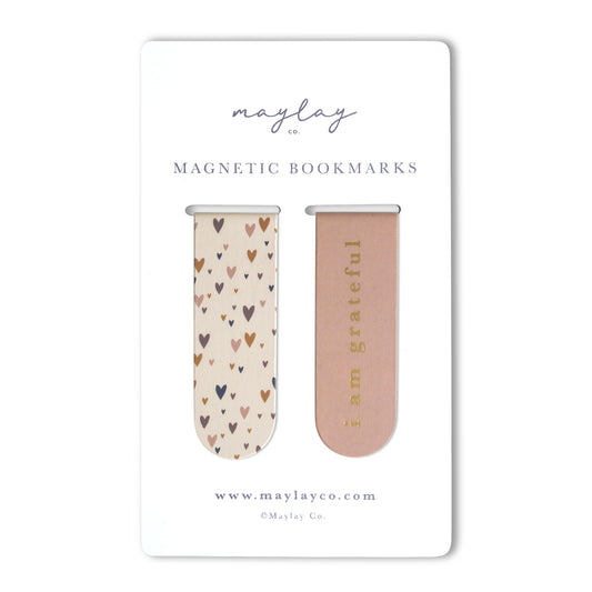 Little Hearts "I Am Grateful" Magnetic Bookmarks (Set of 2)