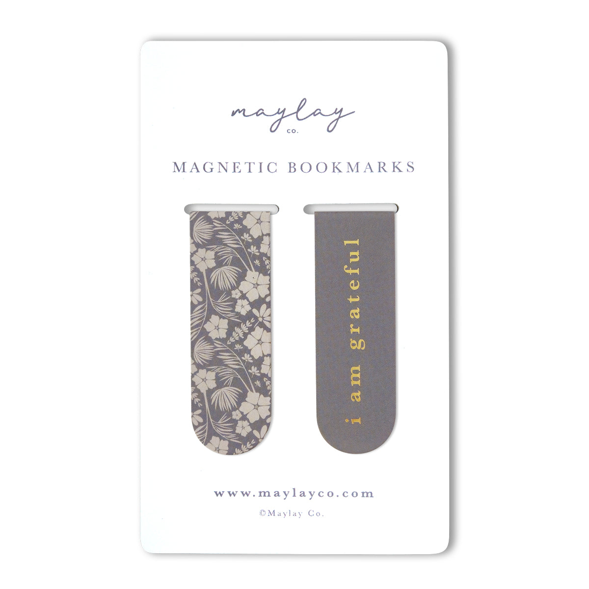Vintage Meadow Floral "I Am Grateful" Magnetic Bookmarks (Set of 2)