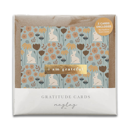Bunny Floral "I Am Grateful" Gratitude Greeting Cards