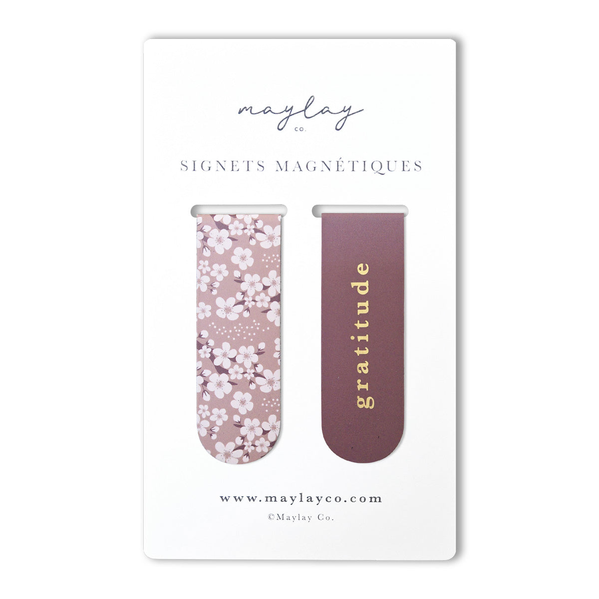 French Cherry Blossoms Floral Gratitude Signets Magnetiques Bookmarks (Set of 2)