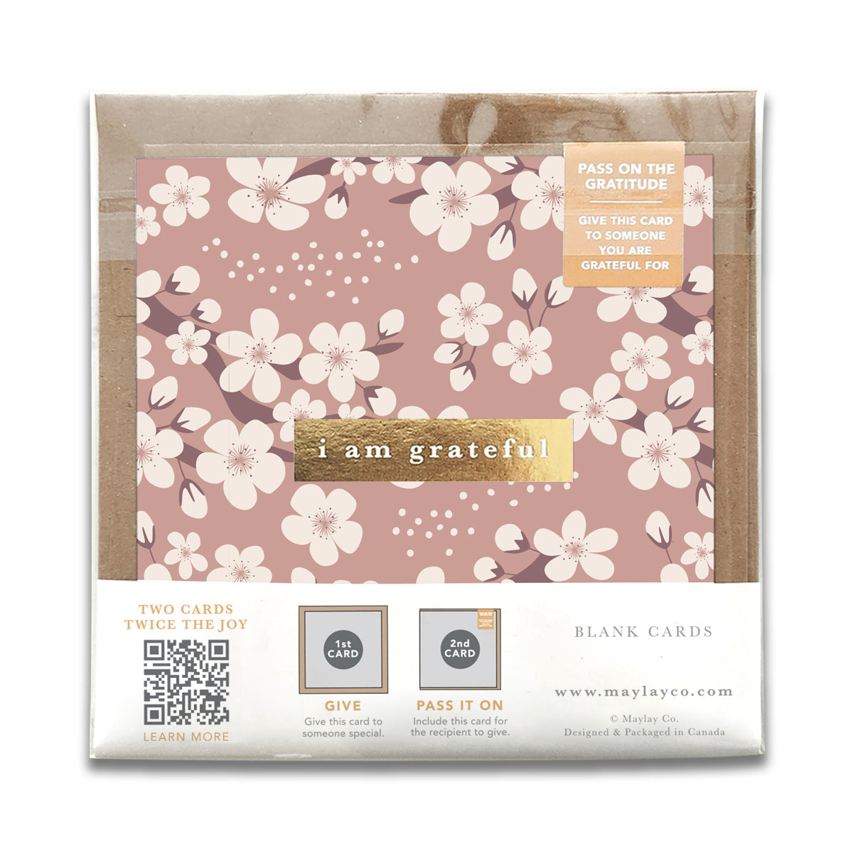 Cherry Blossoms "I Am Grateful" Gratitude Greeting Cards