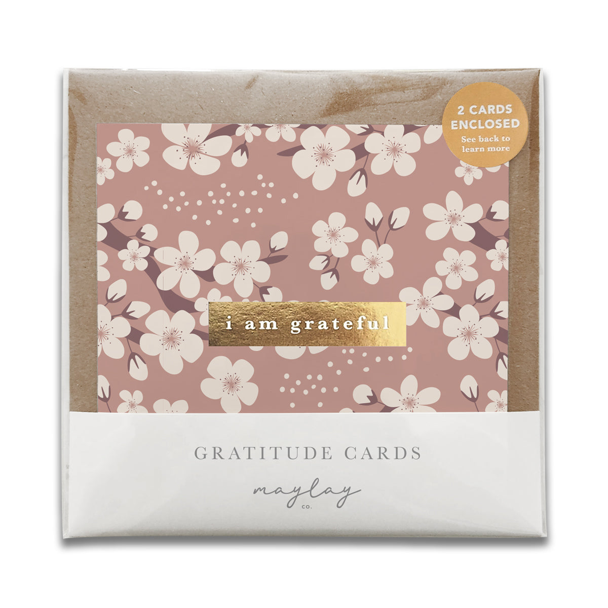 Cherry Blossoms "I Am Grateful" Gratitude Greeting Cards