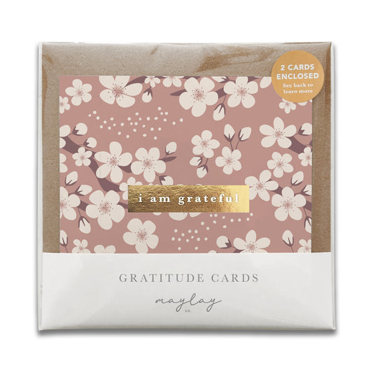 Cherry Blossoms "I Am Grateful" Gratitude Greeting Cards