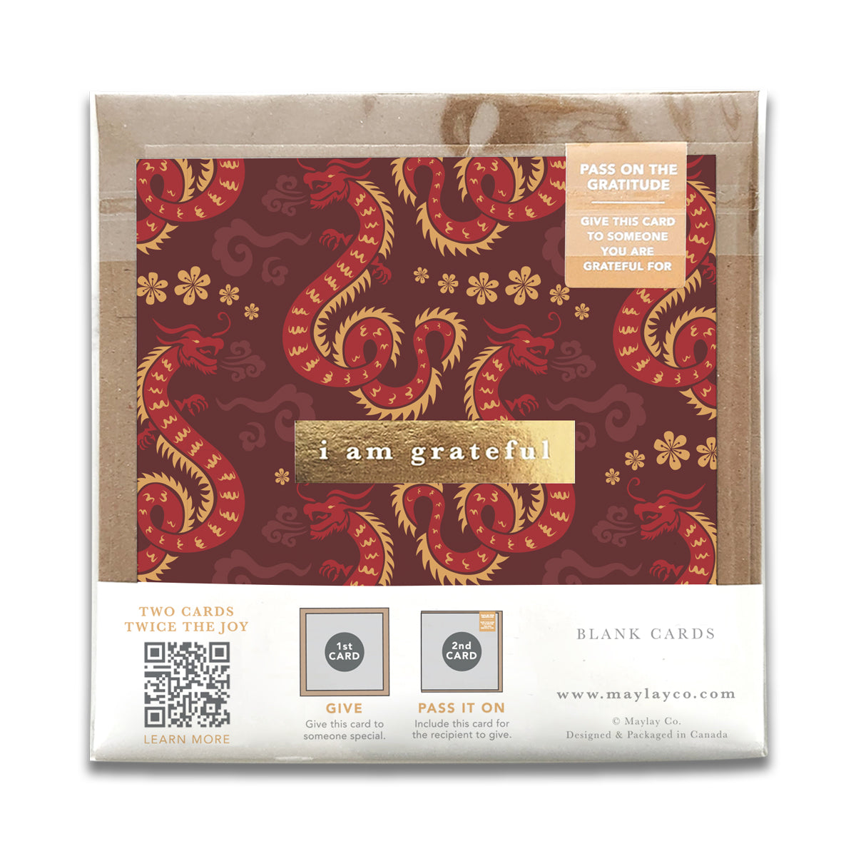 Dragons Lunar New Year "I Am Grateful" Gratitude Greeting Cards