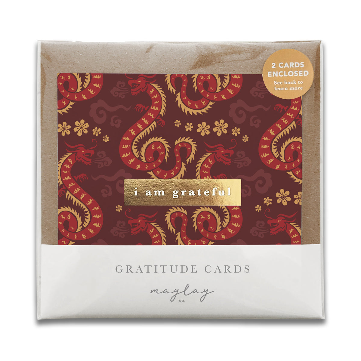 Dragons Lunar New Year "I Am Grateful" Gratitude Greeting Cards