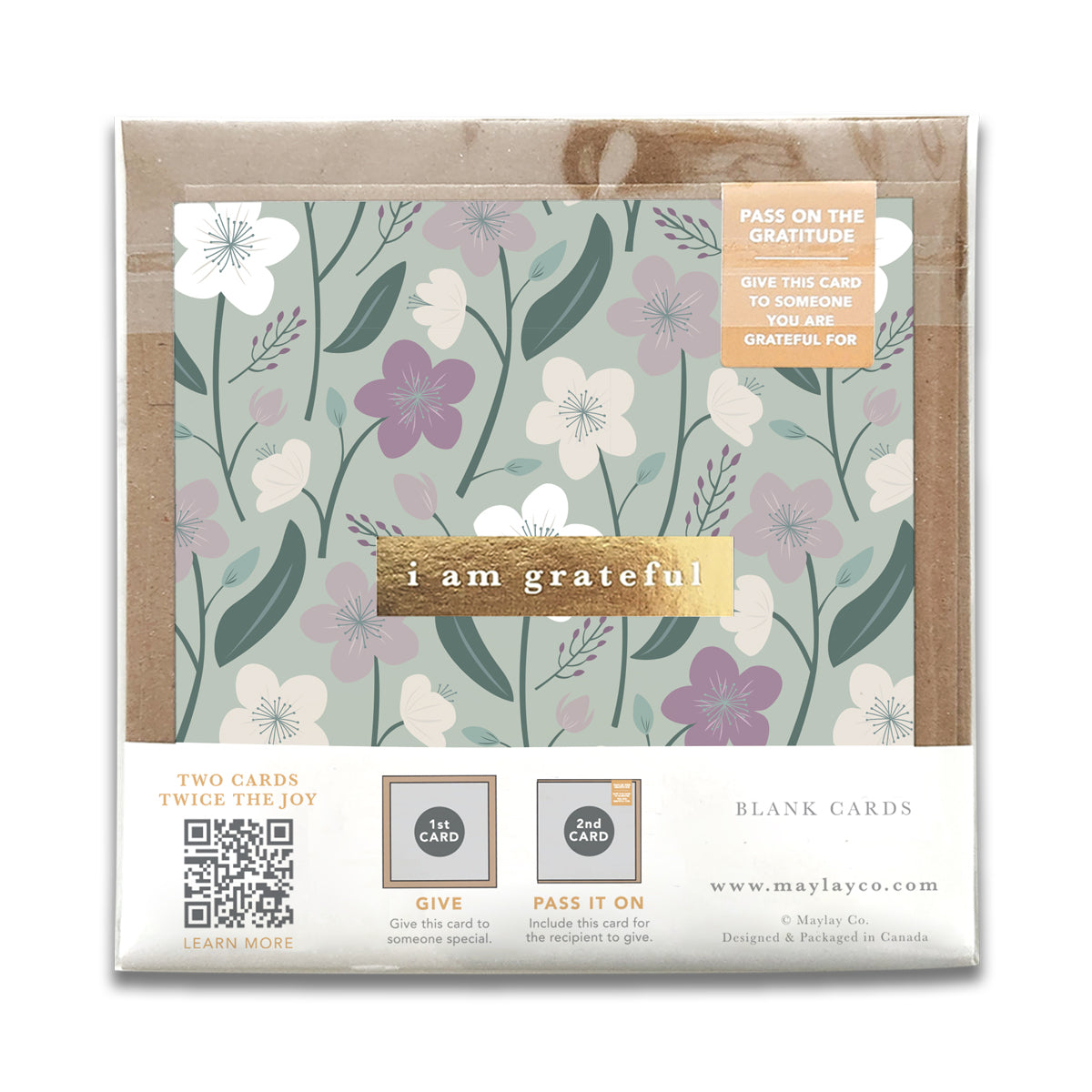 Enchanted Garden Floral "I Am Grateful" Gratitude Greeting Cards