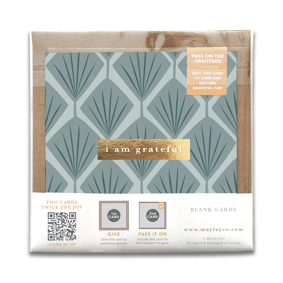 Fans Floral "I Am Grateful" Gratitude Greeting Cards