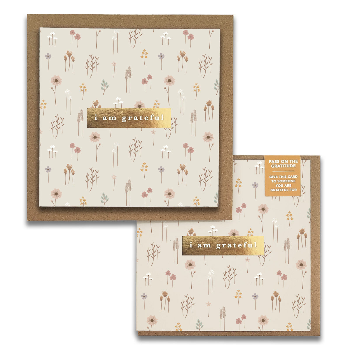 Farmhouse Floral "I Am Grateful" Gratitude Greeting Cards