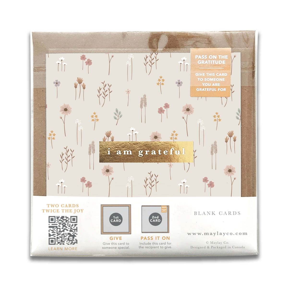 Farmhouse Floral "I Am Grateful" Gratitude Greeting Cards