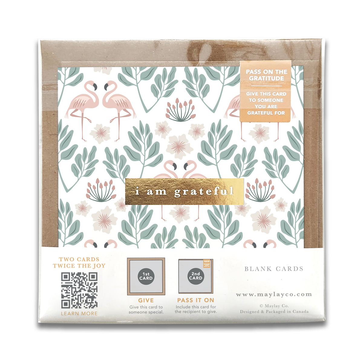 Flamingos "I Am Grateful" Gratitude Greeting Cards