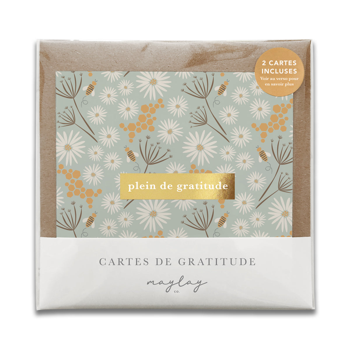 French Bees Florals "Plein de Gratitude" Cartes de Gratitude Greeting Card