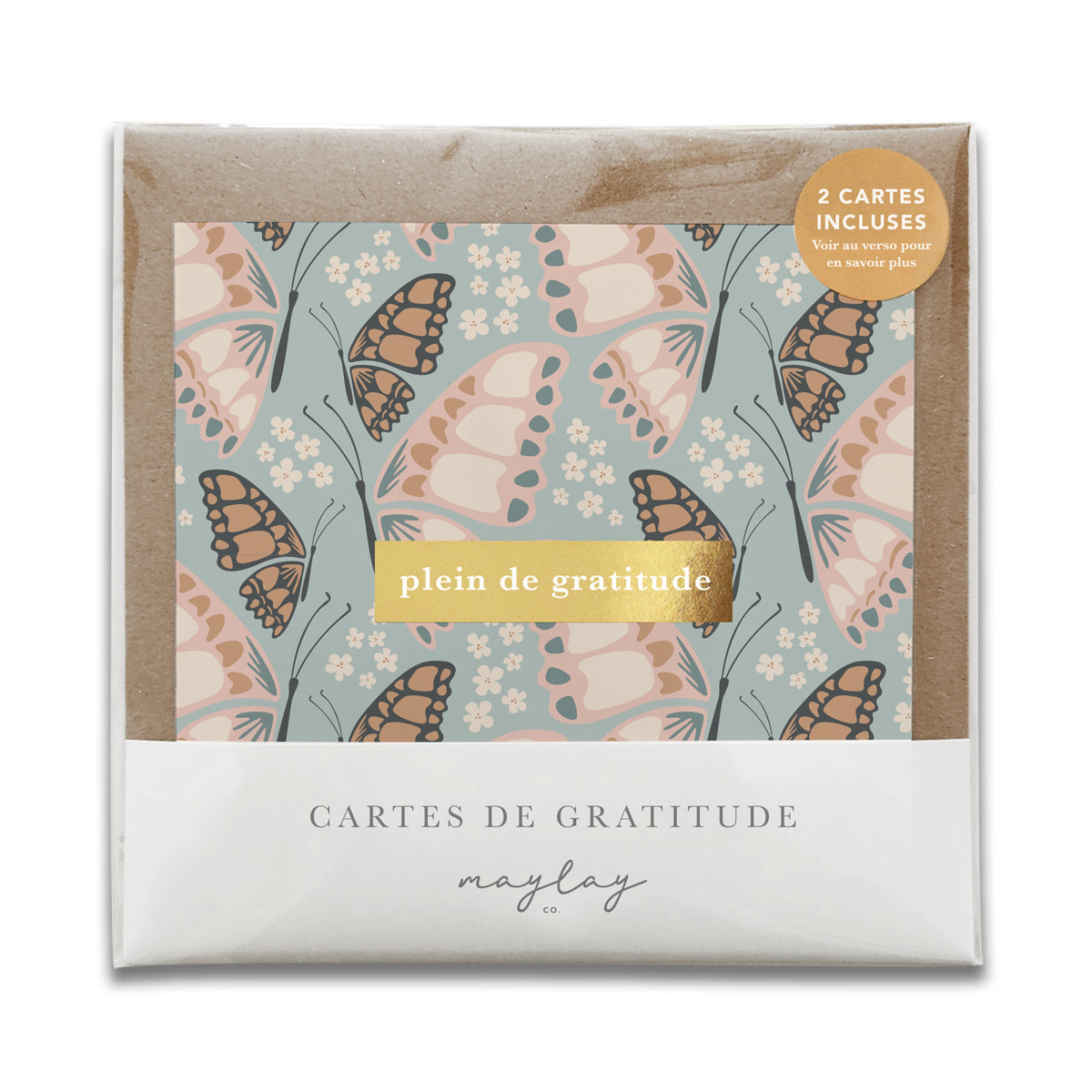 French Butterfly Florals "Plein de Gratitude" Cartes de Gratitude Greeting Card