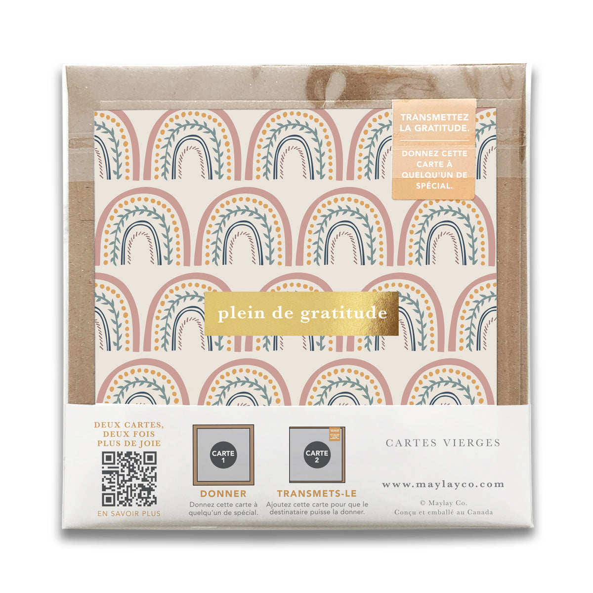 French Happy Rainbows "Plein de Gratitude" Cartes de Gratitude Greeting Card