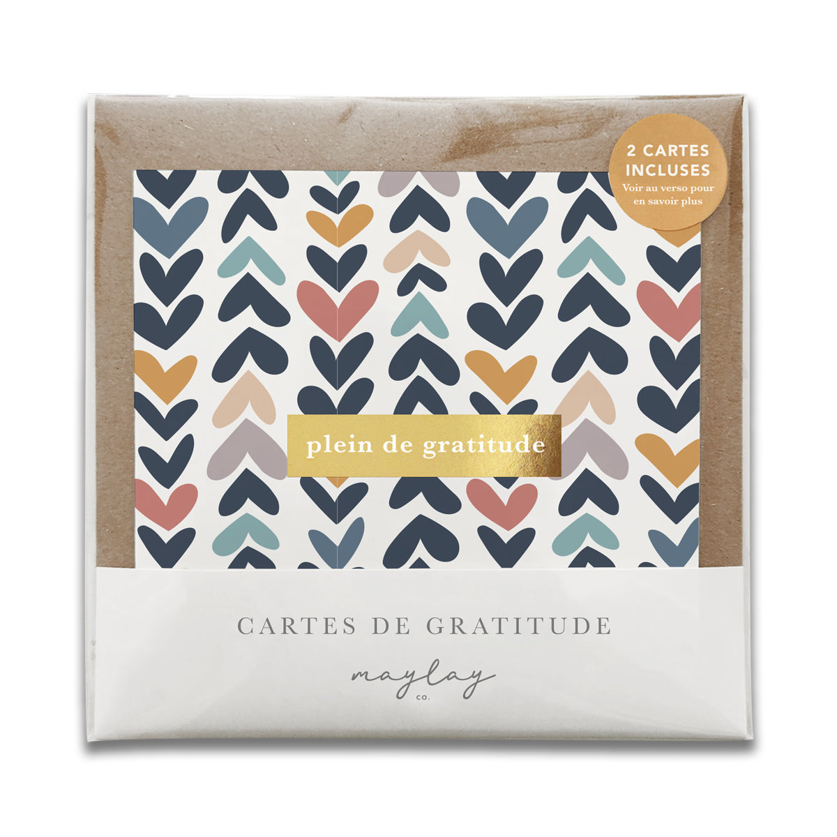 French Heartwood Hearts "Plein de Gratitude" Cartes de Gratitude Greeting Card