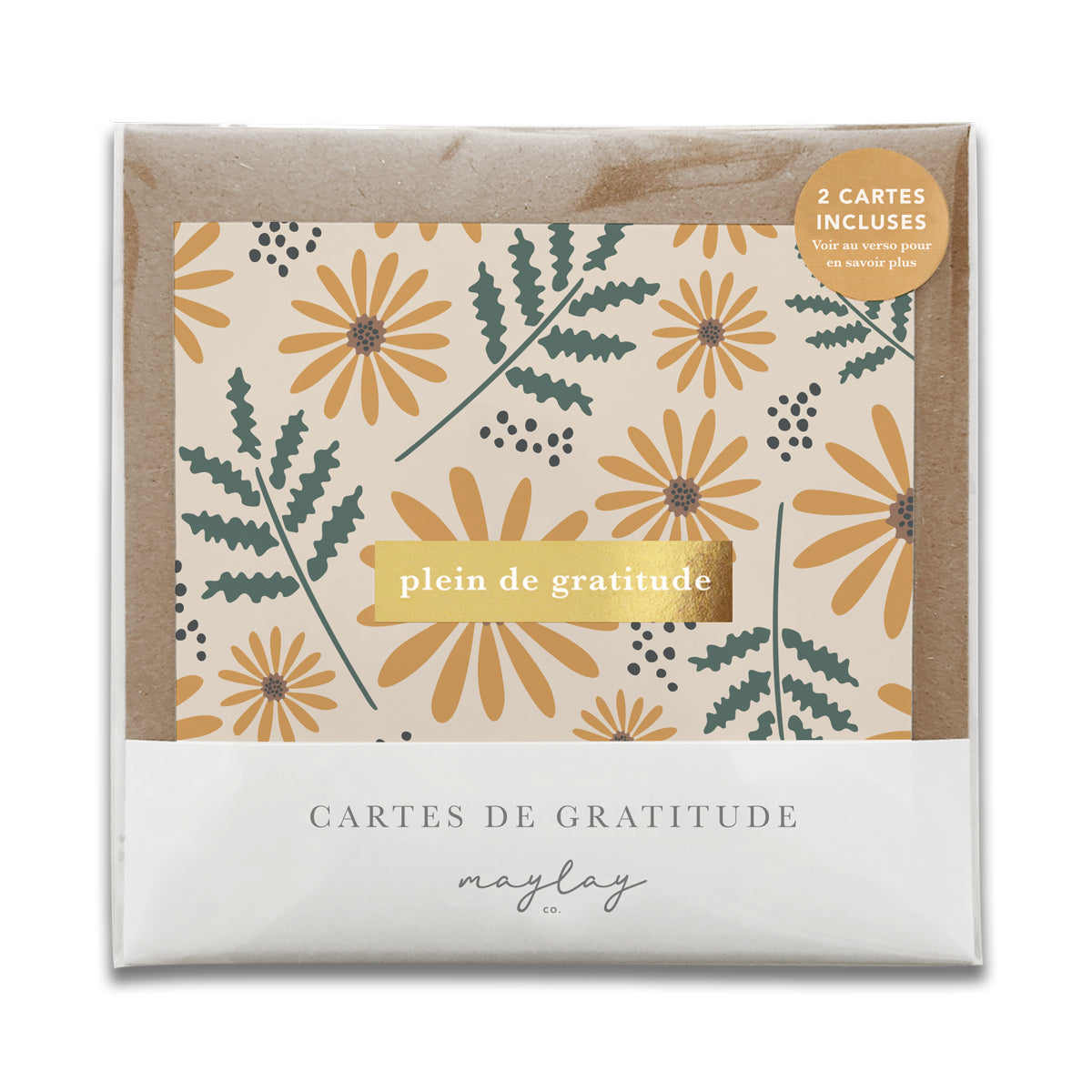 French Hello Daisy Floral "Plein de Gratitude" Cartes de Gratitude Greeting Card