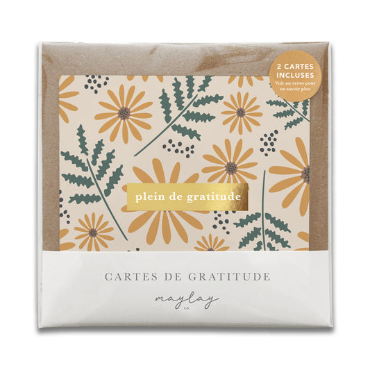 French Hello Daisy Floral "Plein de Gratitude" Cartes de Gratitude Greeting Card