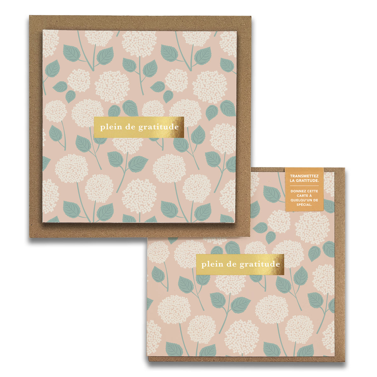 French Hydrangeas Floral "Plein de Gratitude" Cartes de Gratitude Greeting Card
