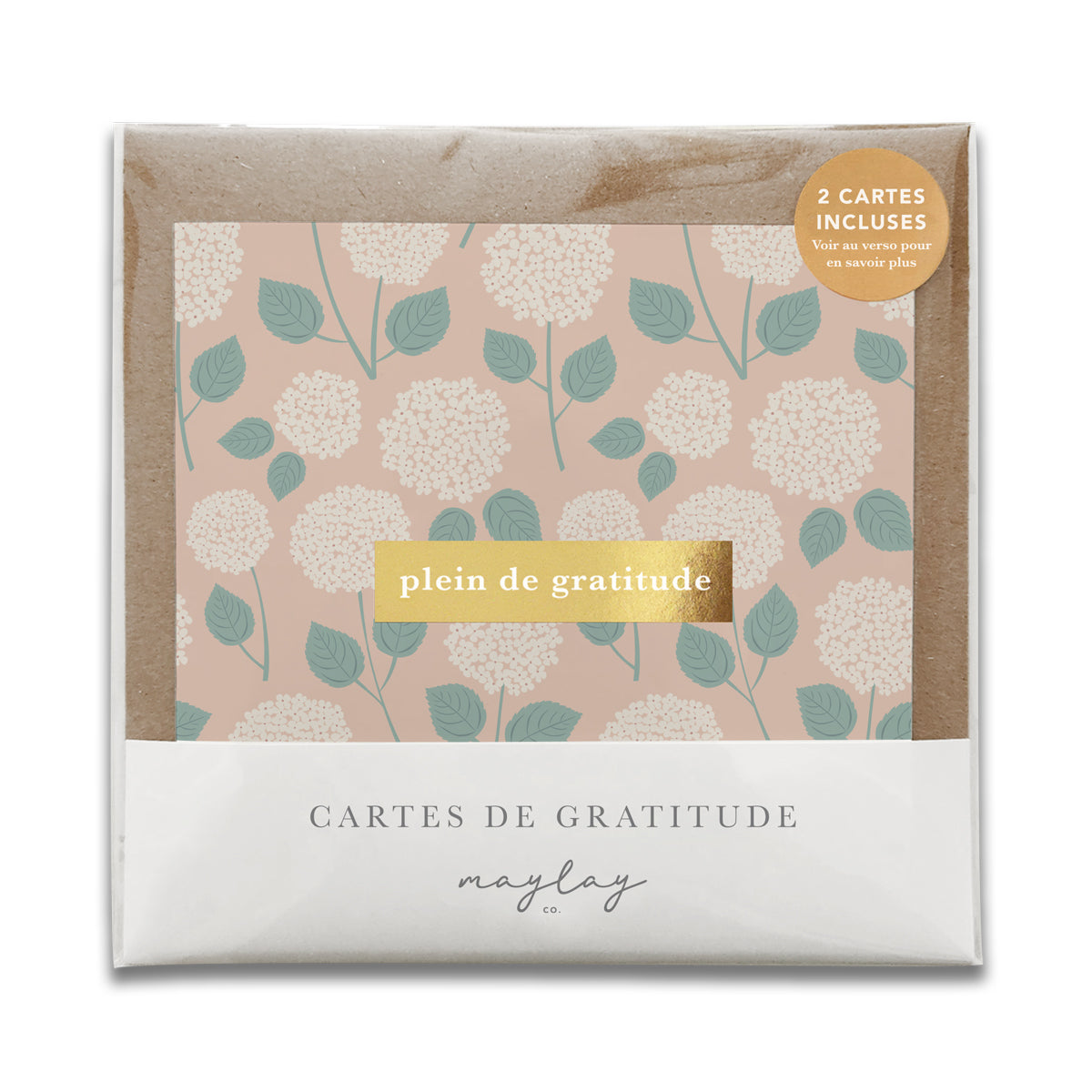 French Hydrangeas Floral "Plein de Gratitude" Cartes de Gratitude Greeting Card