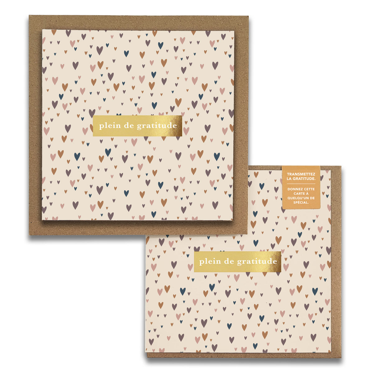 French Little Hearts "Plein de Gratitude" Cartes de Gratitude Greeting Card