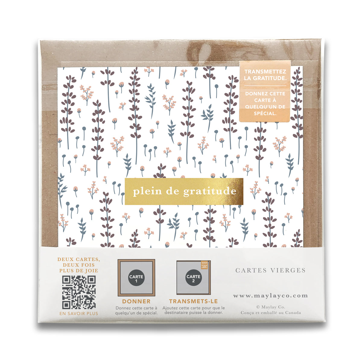 French Lovely Lavender Floral "Plein de Gratitude" Cartes de Gratitude Greeting Card