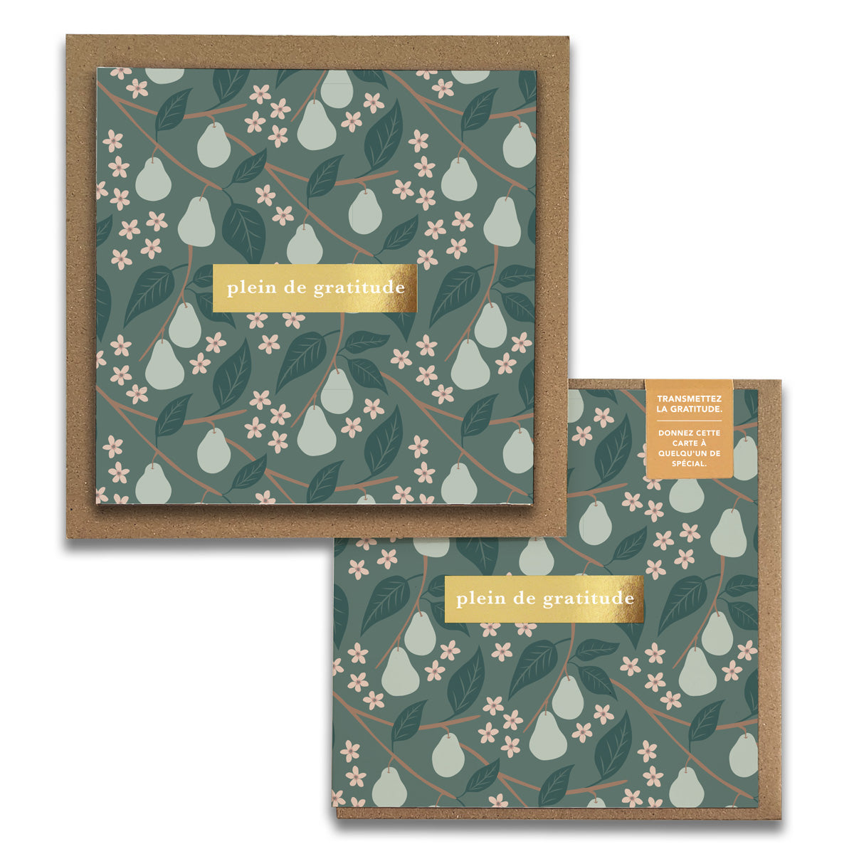 French Pears Floral "Plein de Gratitude" Cartes de Gratitude Greeting Card