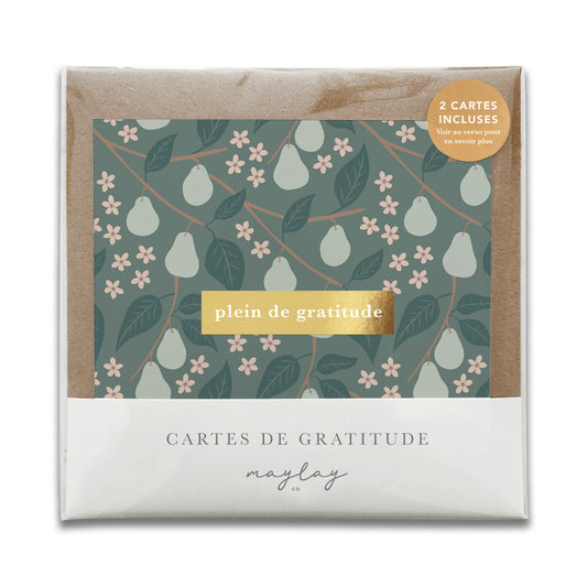 French Pears Floral "Plein de Gratitude" Cartes de Gratitude Greeting Card