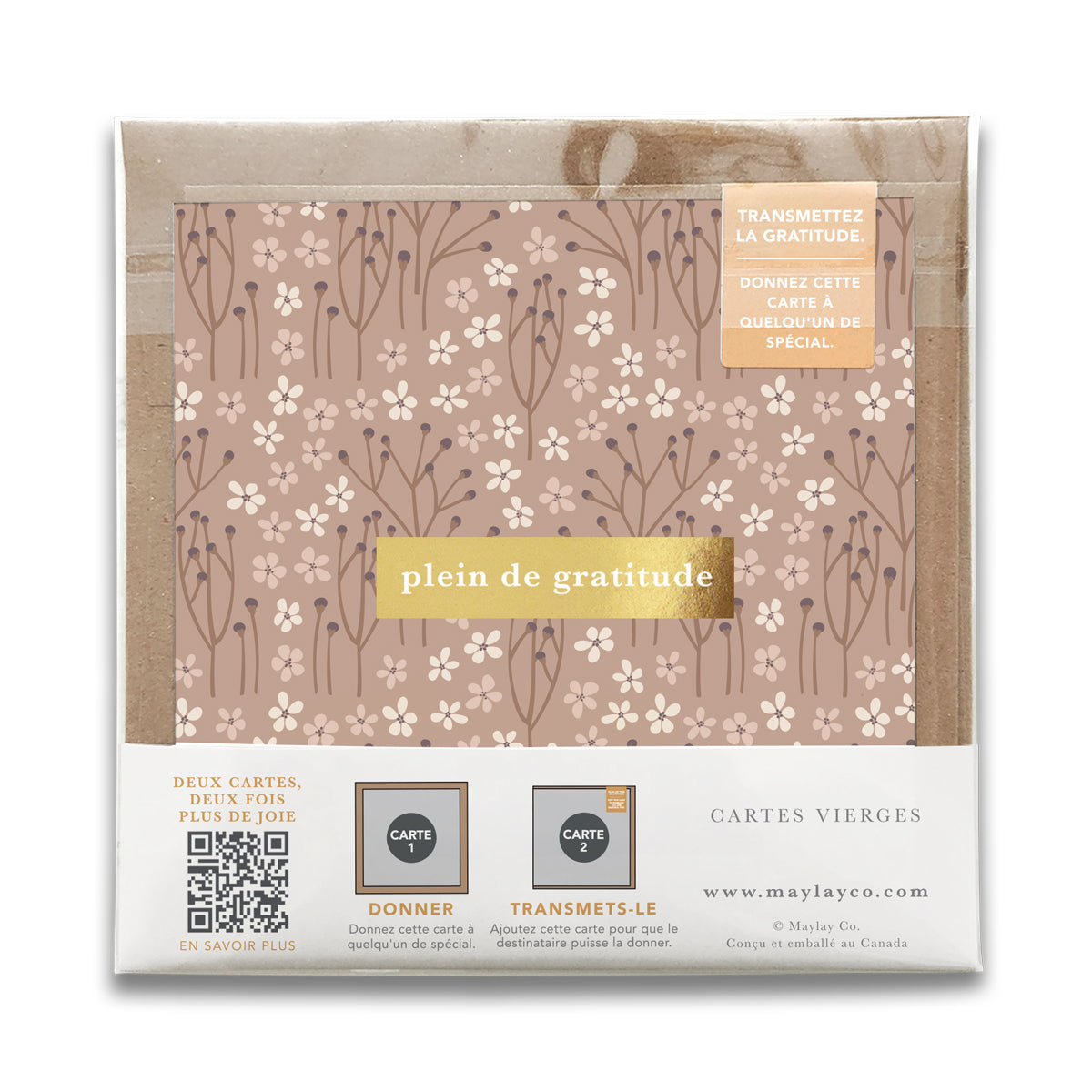 French Tranquility Floral "Plein de Gratitude" Cartes de Gratitude Greeting Card