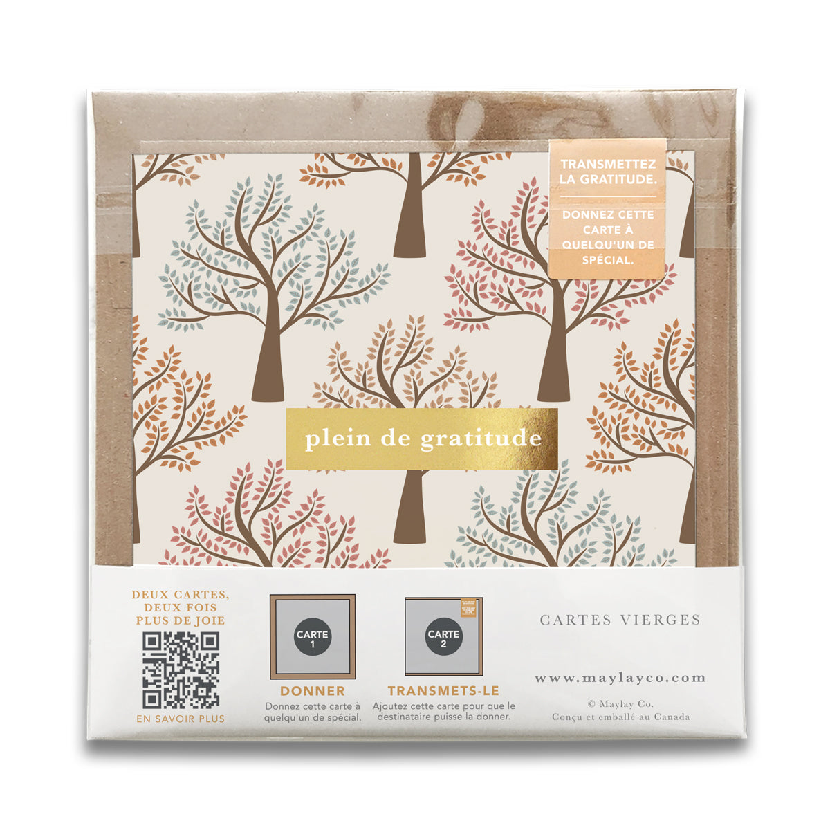 French Walk in the Park Trees "Plein de Gratitude" Cartes de Gratitude Greeting Card