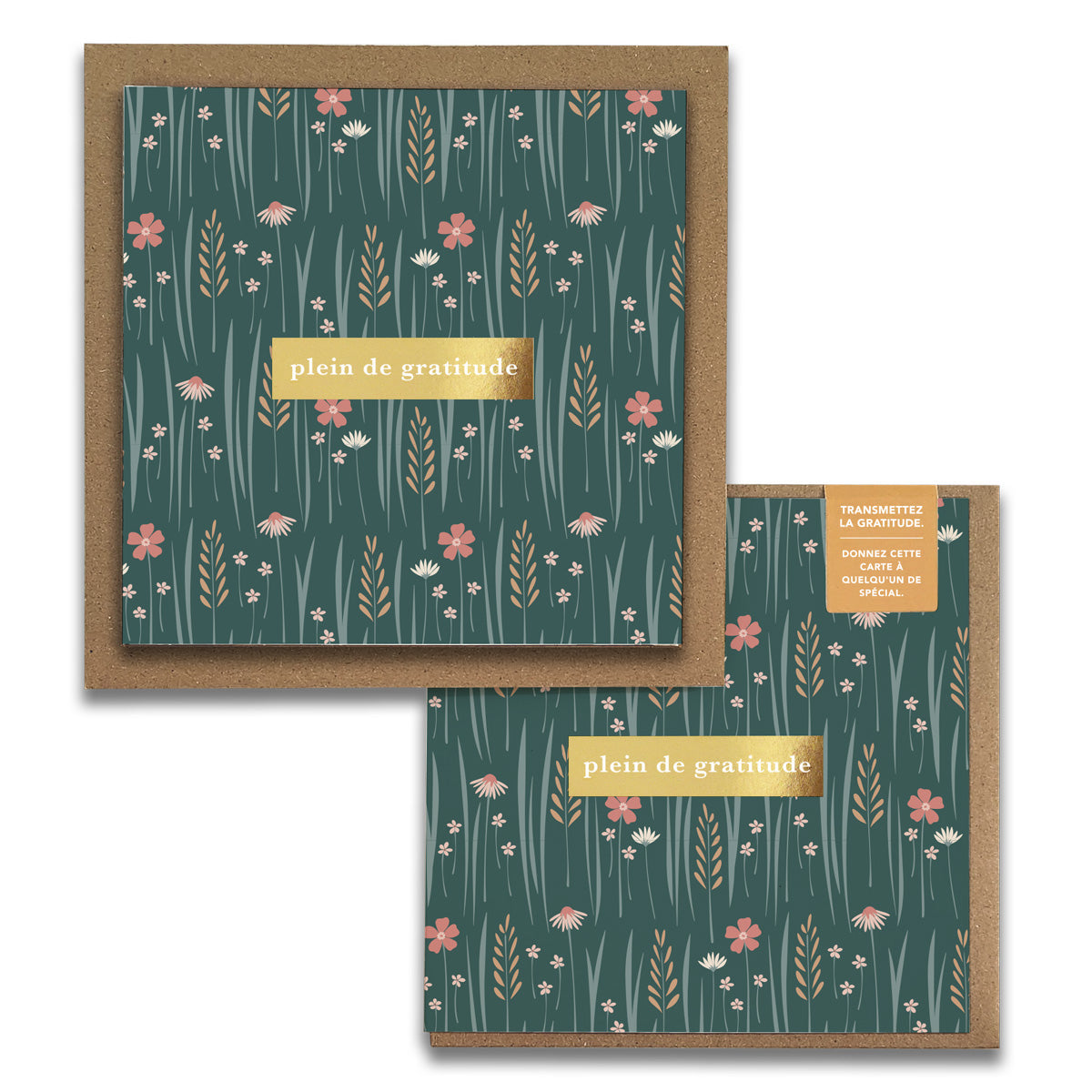 French Wildflowers Floral "Plein de Gratitude" Cartes de Gratitude Greeting Card