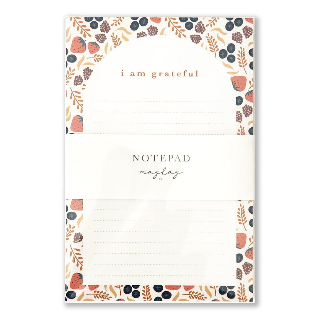 Fruity Floral I am Grateful Notepad