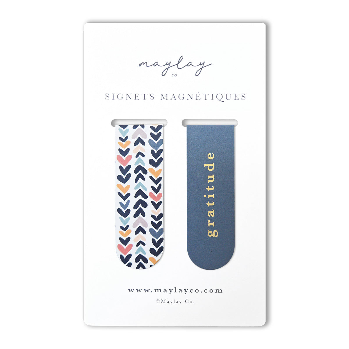 French Heartwood Hearts Gratitude Signets Magnetiques Bookmarks (Set of 2)
