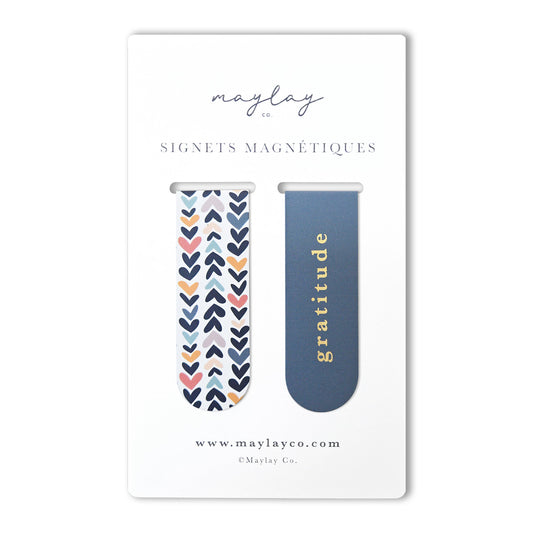 French Heartwood Hearts Gratitude Signets Magnetiques Bookmarks (Set of 2)