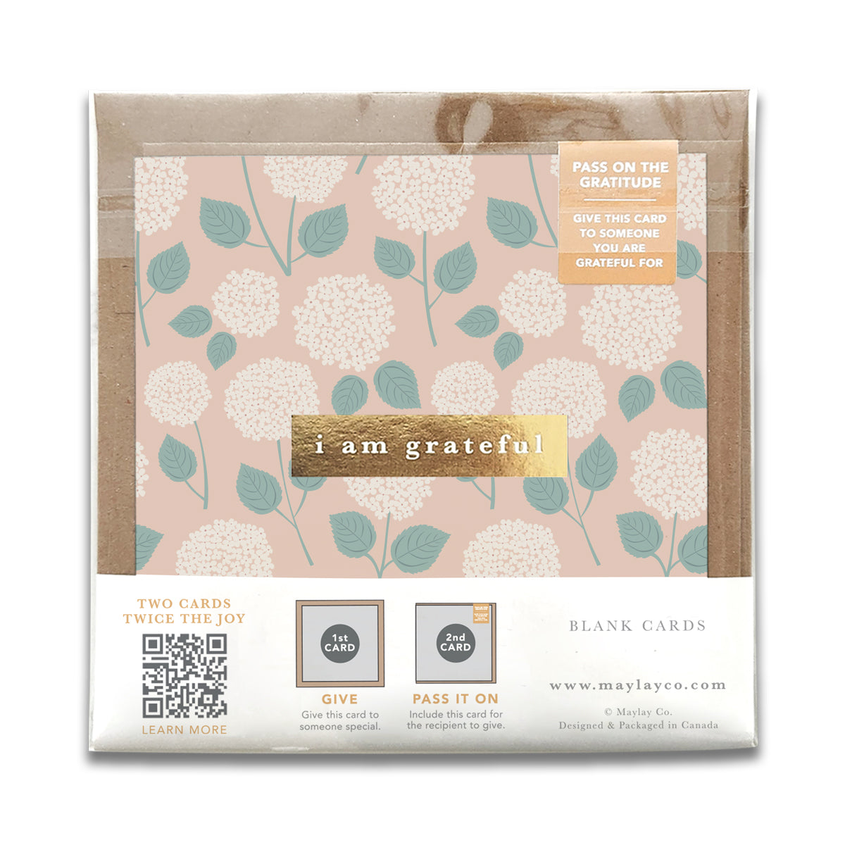 Hydrangeas Floral "I Am Grateful" Gratitude Greeting Cards