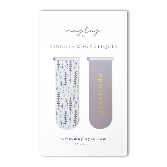 French Lovely Lavender Gratitude Signets Magnetiques Bookmarks (Set of 2)
