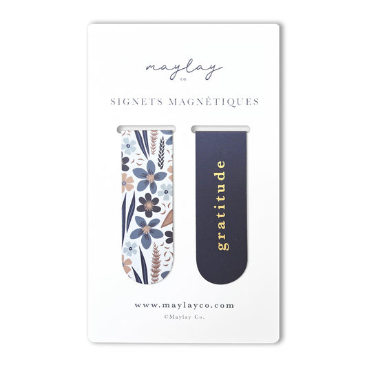 French Misty Bloom Gratitude Signets Magnetiques Bookmarks (Set of 2)