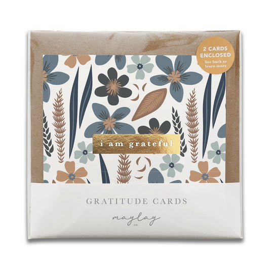Misty Bloom Floral "I Am Grateful" Gratitude Greeting Cards