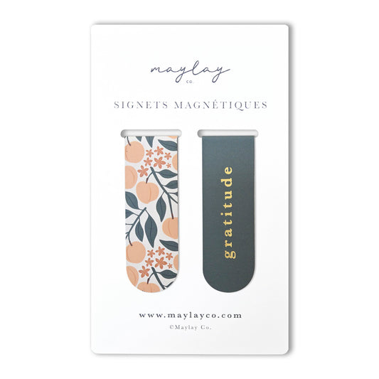 French Peaches Gratitude Signets Magnetiques Bookmarks (Set of 2)