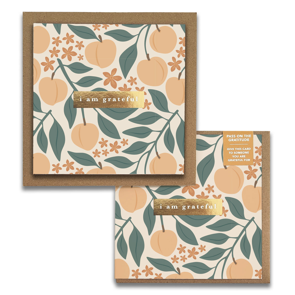 Peaches Floral "I Am Grateful" Gratitude Greeting Cards