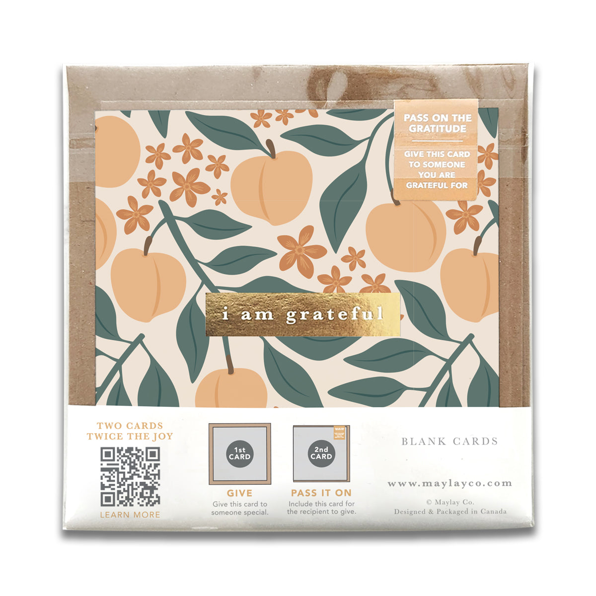 Peaches Floral "I Am Grateful" Gratitude Greeting Cards