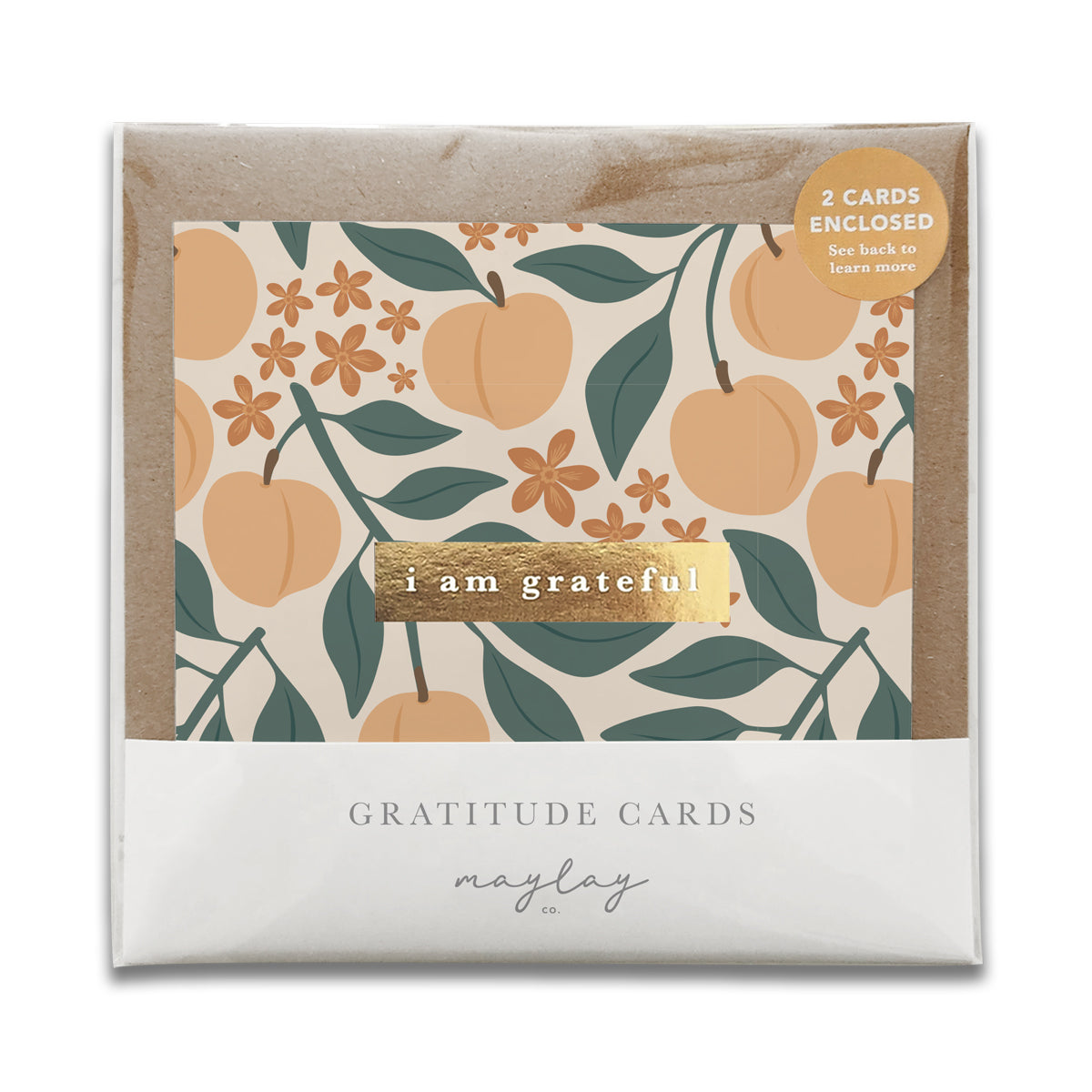 Peaches Floral "I Am Grateful" Gratitude Greeting Cards
