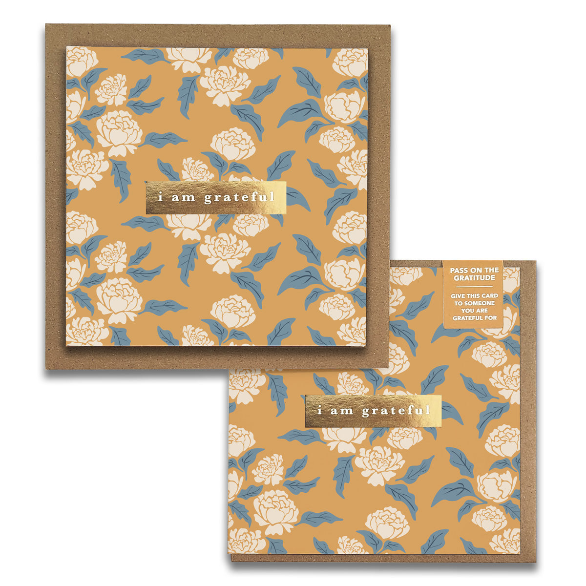 Peonies Floral Lunar New Year "I Am Grateful" Gratitude Greeting Cards