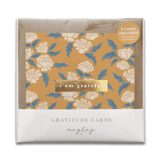 Peonies Floral Lunar New Year "I Am Grateful" Gratitude Greeting Cards