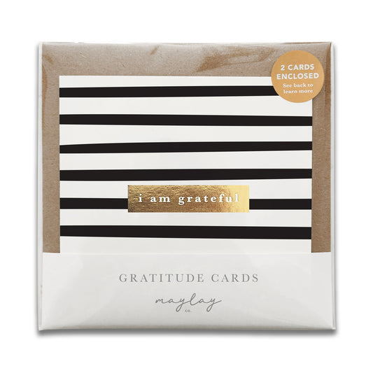 Stripes Monochrome "I Am Grateful" Gratitude Greeting Cards