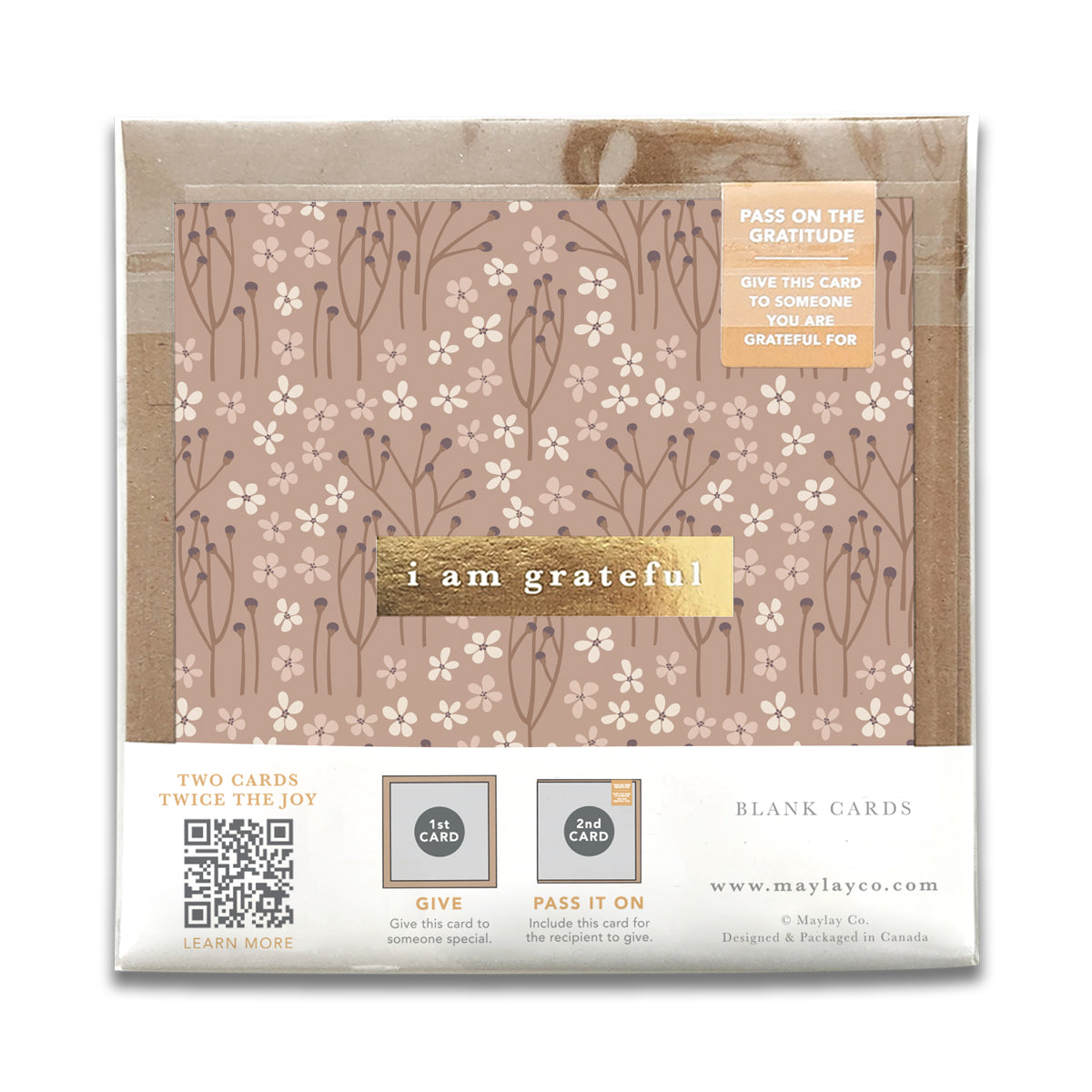 Tranquility Floral"I Am Grateful" Gratitude Greeting Cards