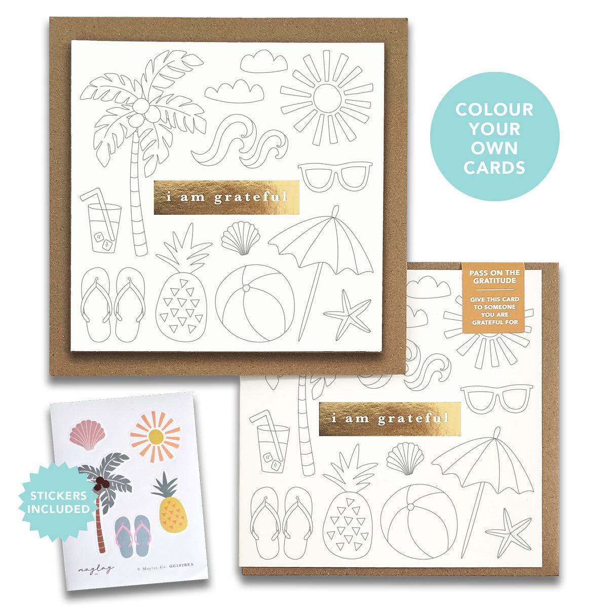 Kids Beach "I Am Grateful" Gratitude Greeting Cards