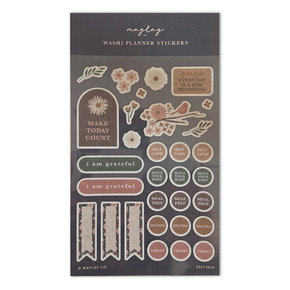 Birdy Floral Washi Planner Sticker Sheet